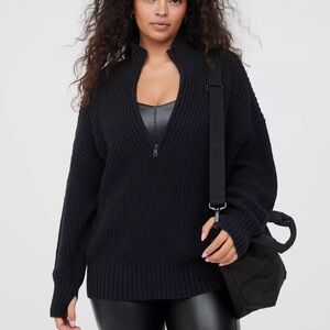 Aerie Offline Black Quarterzip Sweater